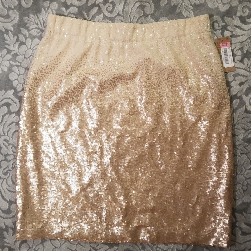 NWT Cremieux satin sequin skirt